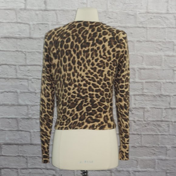 Inc International Concepts Leopard Print Beaded Bib Cardigan Sweater - Picture 4 of 7